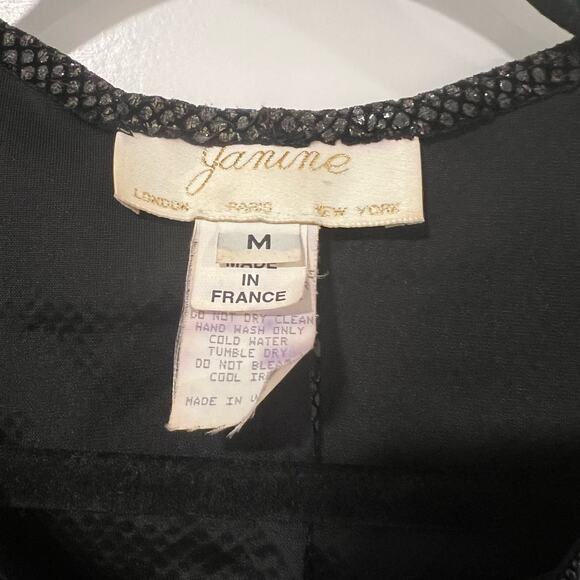 Vintage Janine Paris Black Shiny Sequin Snakeskin Mini Dress Zipper Size M - Picture 5 of 10